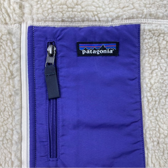 Patagonia Classic Retro-X Deep Pile Fleece Vest Ivory w/ Purple Women’s Large - Picture 3 of 14